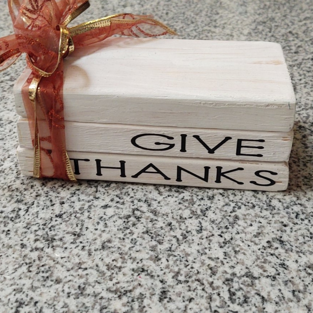 Give Thanks Wood Block Sign